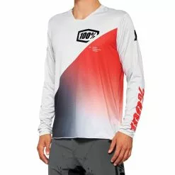 100% R-Core X Long Sleeve Jersey - Grey/Racer Red