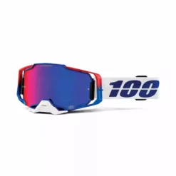 100% Armega Goggles Anti Fog - Weiß/Blau/Rot - Verspiegelt