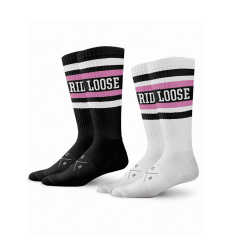 LOOSE RIDERS Baumwollsocke Pink 2 Pack - Schwarz/Weiß/Pink